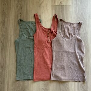 American Eagle Outfitters Tank Tops - Green, Rust, and Taupe